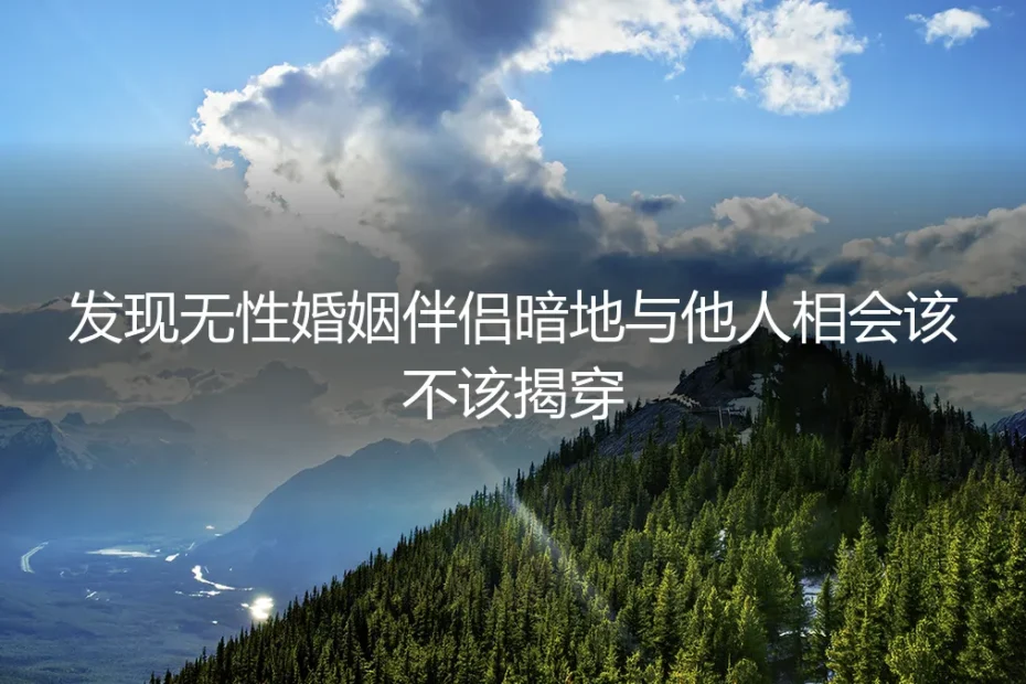 发现无性婚姻伴侣暗地与他人相会,该不该揭穿?一个真实困境的深度剖析
