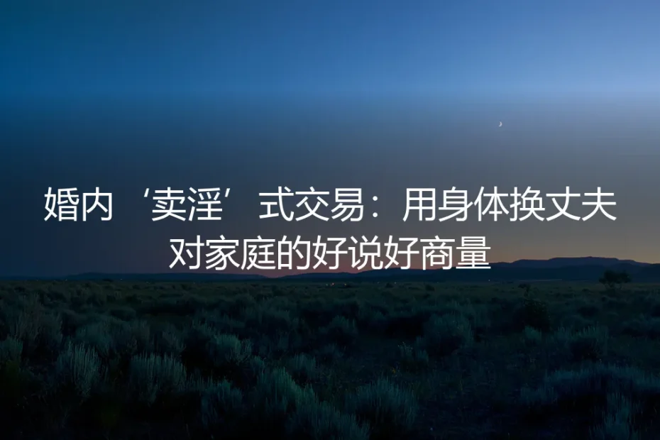 婚内“卖淫”式交易:我用身体,换他一句好商量