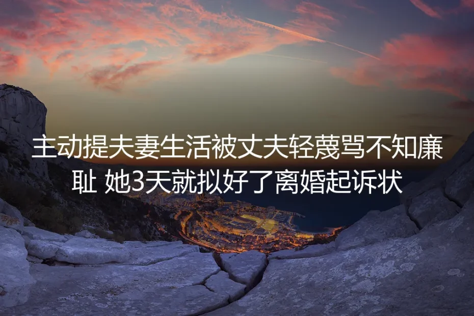 主动提夫妻生活被丈夫骂不知廉耻：她3天拟好离婚起诉状的破局启示