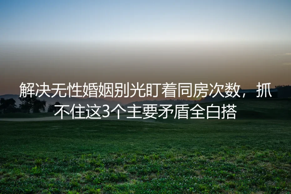 解决无性婚姻别光盯着同房次数：抓不住这3个主要矛盾全白搭（保姆级实操避坑指南）