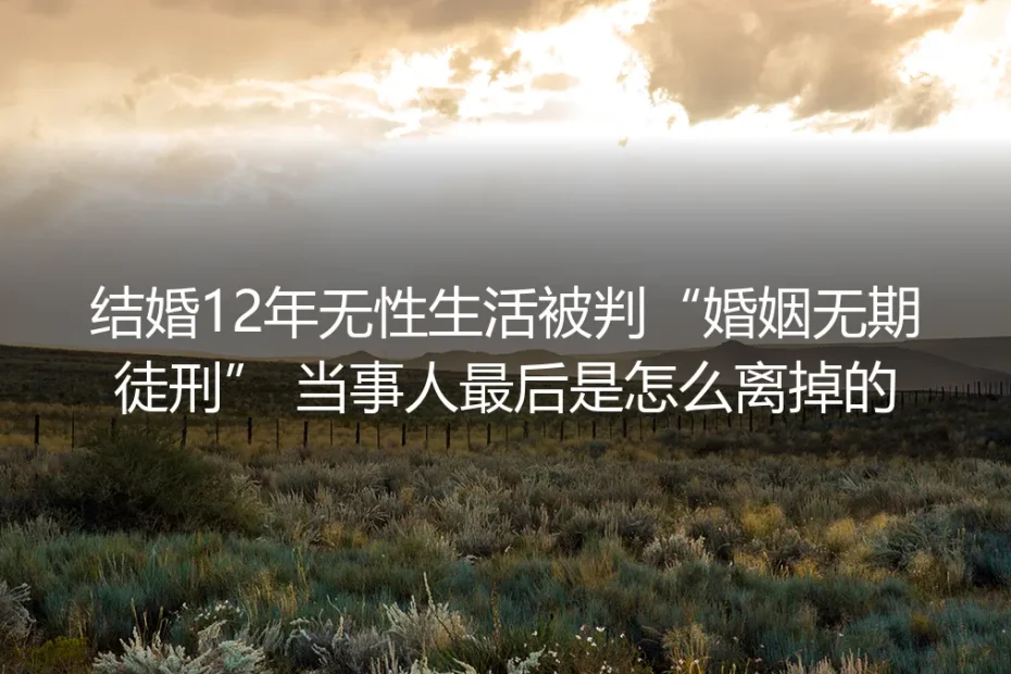 结婚12年无性生活被判“婚姻无期徒刑”：她是怎么顺利离掉的