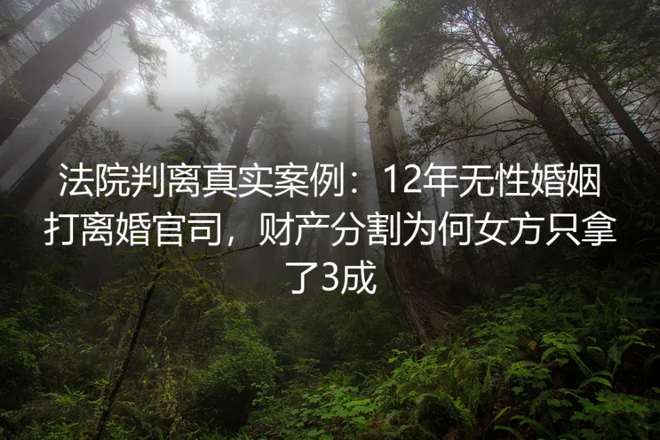 法院判离真实案例拆解：12年无性婚姻诉离，为何女方仅拿3成财产
