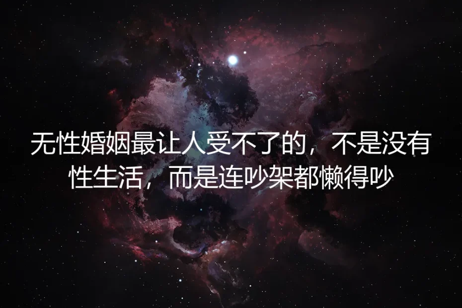 无性婚姻最让人受不了的,不是没有性生活,而是连吵架都懒得吵