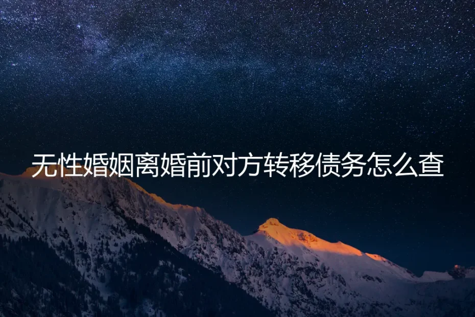 无性婚姻离婚前对方转移债务怎么查？保姆级实操避坑指南
